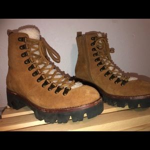 Jeffrey Campbell stanley Faux Fur Detail Lace-Up Hiker Boots